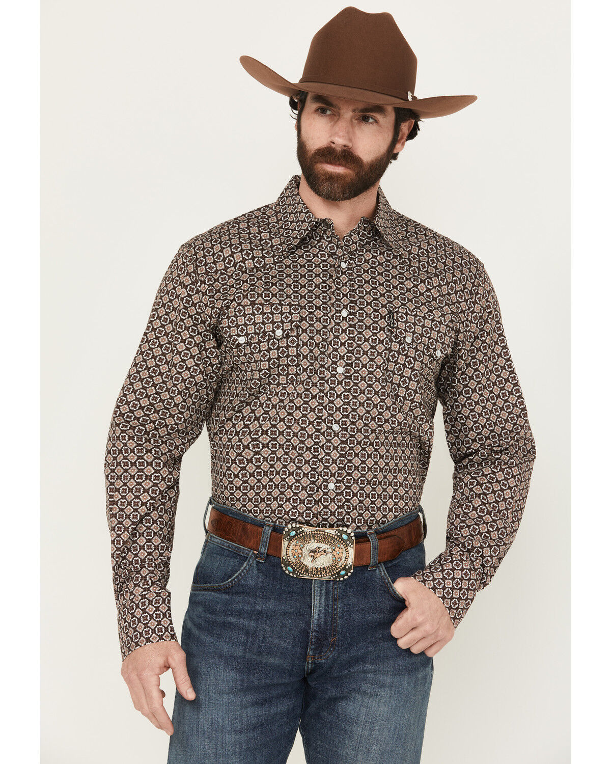 Image #1 - Cinch Men's Geo Print Modern Fit Long Sleeve Snap Western Shirt, Multi, hi-res