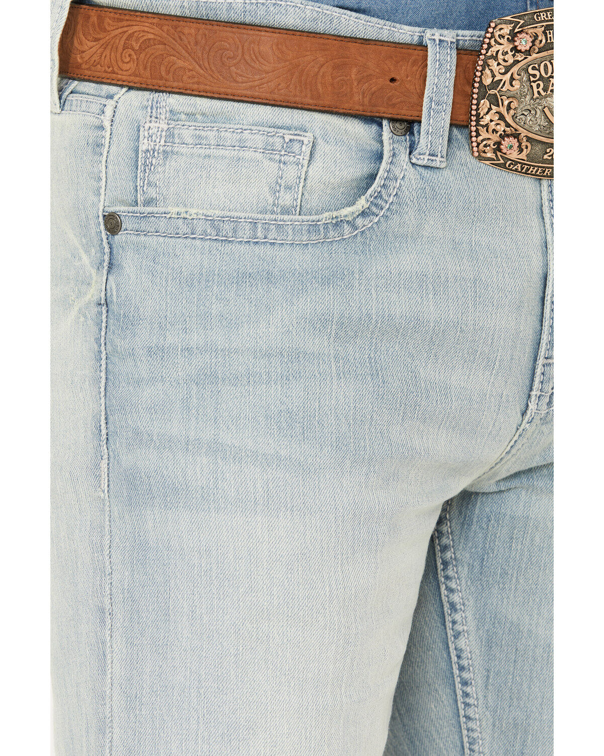 Image #2 - Cody James Men's Pioneer Wash Wyatt Slim Bootcut Stretch Denim Jeans, Light Wash, hi-res