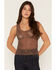 Image #1 - Miss Me Women's Beaded Tank Top, Brown, hi-res