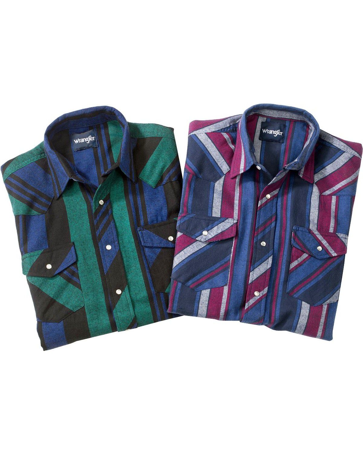 Image #3 - Wrangler Assorted Striped 4.5 oz. Flannel Long Sleeve Shirts, Stripe, hi-res