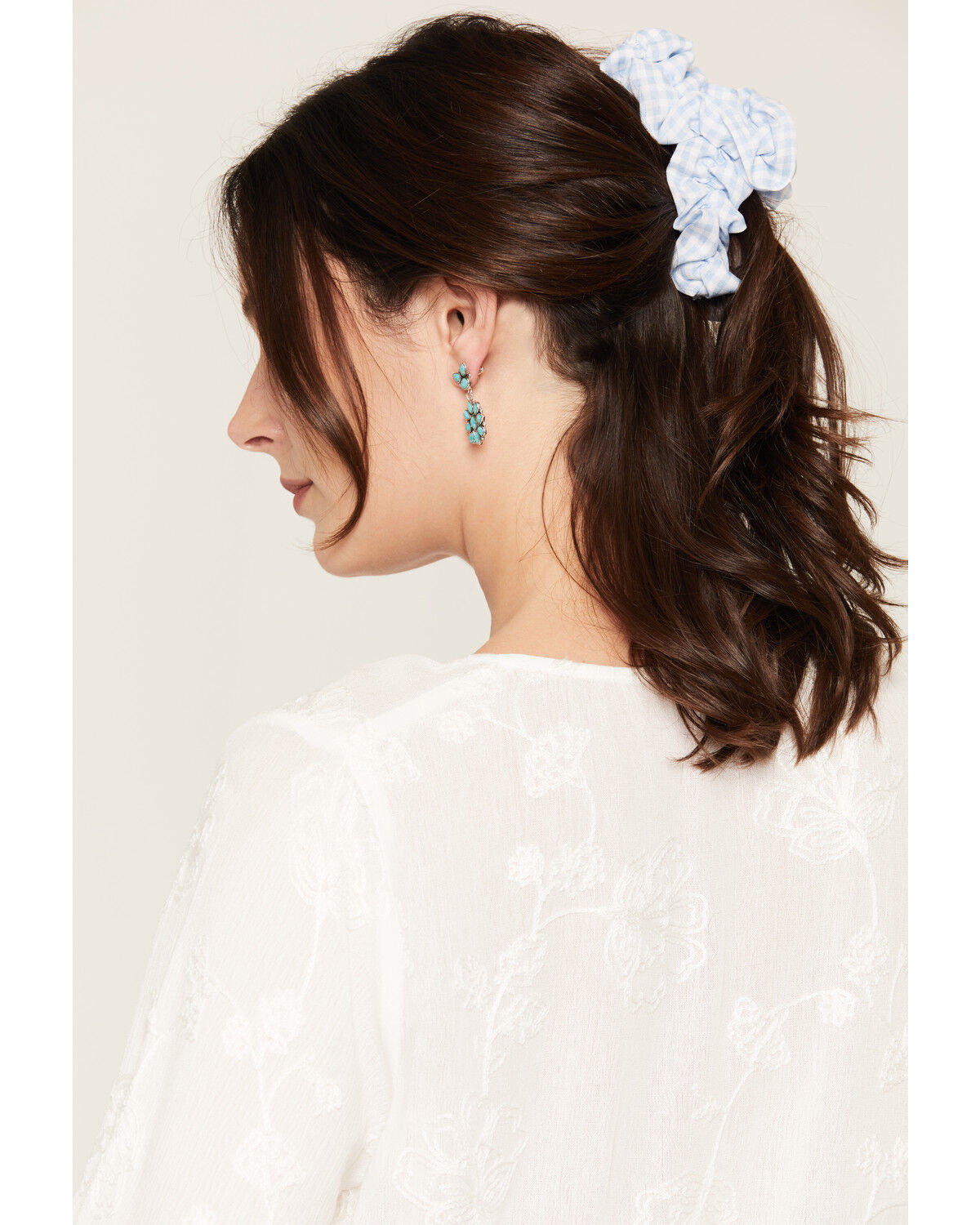Image #1 - Shyanne Women's Ruched Gingham Claw Clip, Blue, hi-res