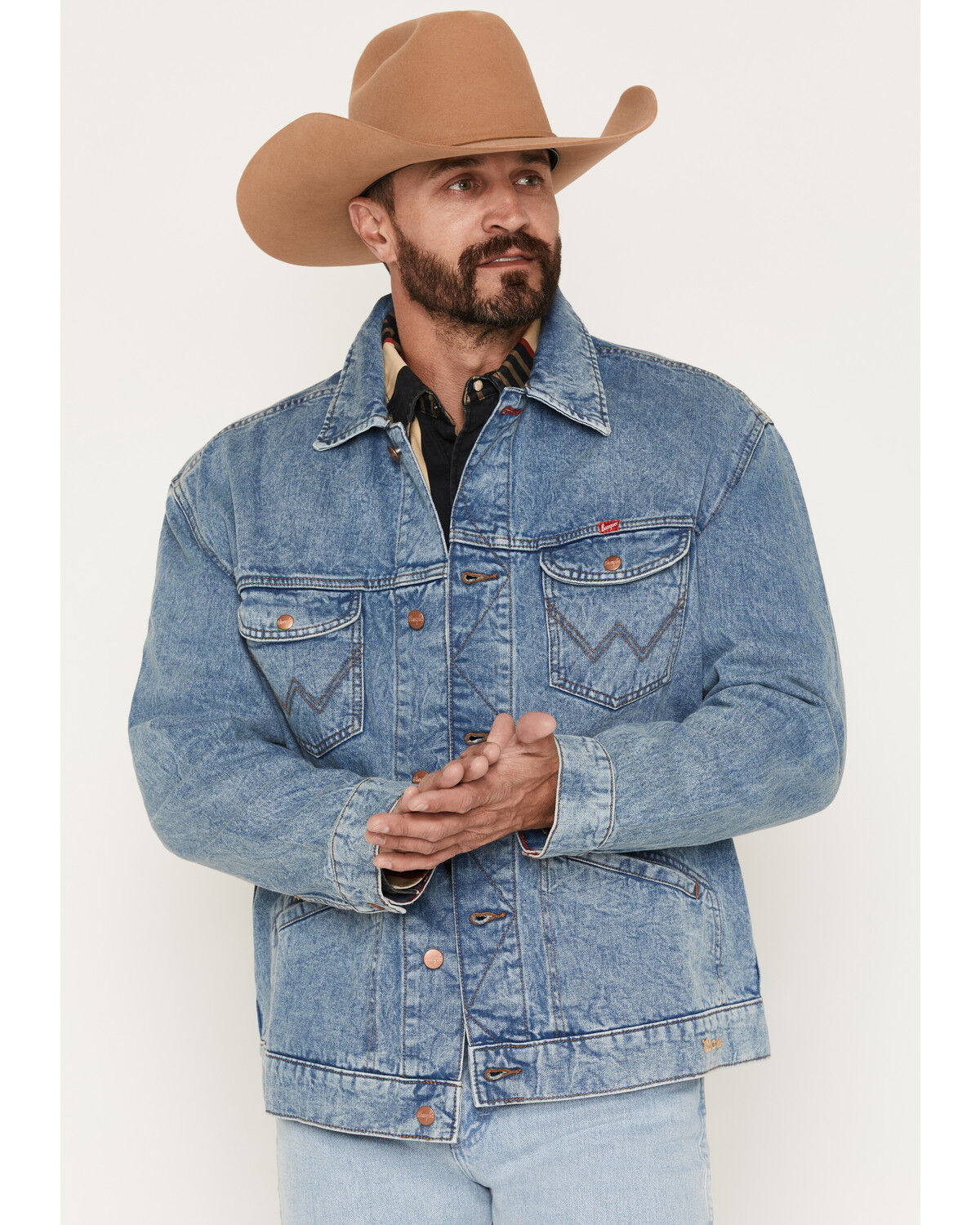 Image #4 - Wrangler X Coors Banquet Men's Embroidery Denim Jacket, Medium Wash, hi-res