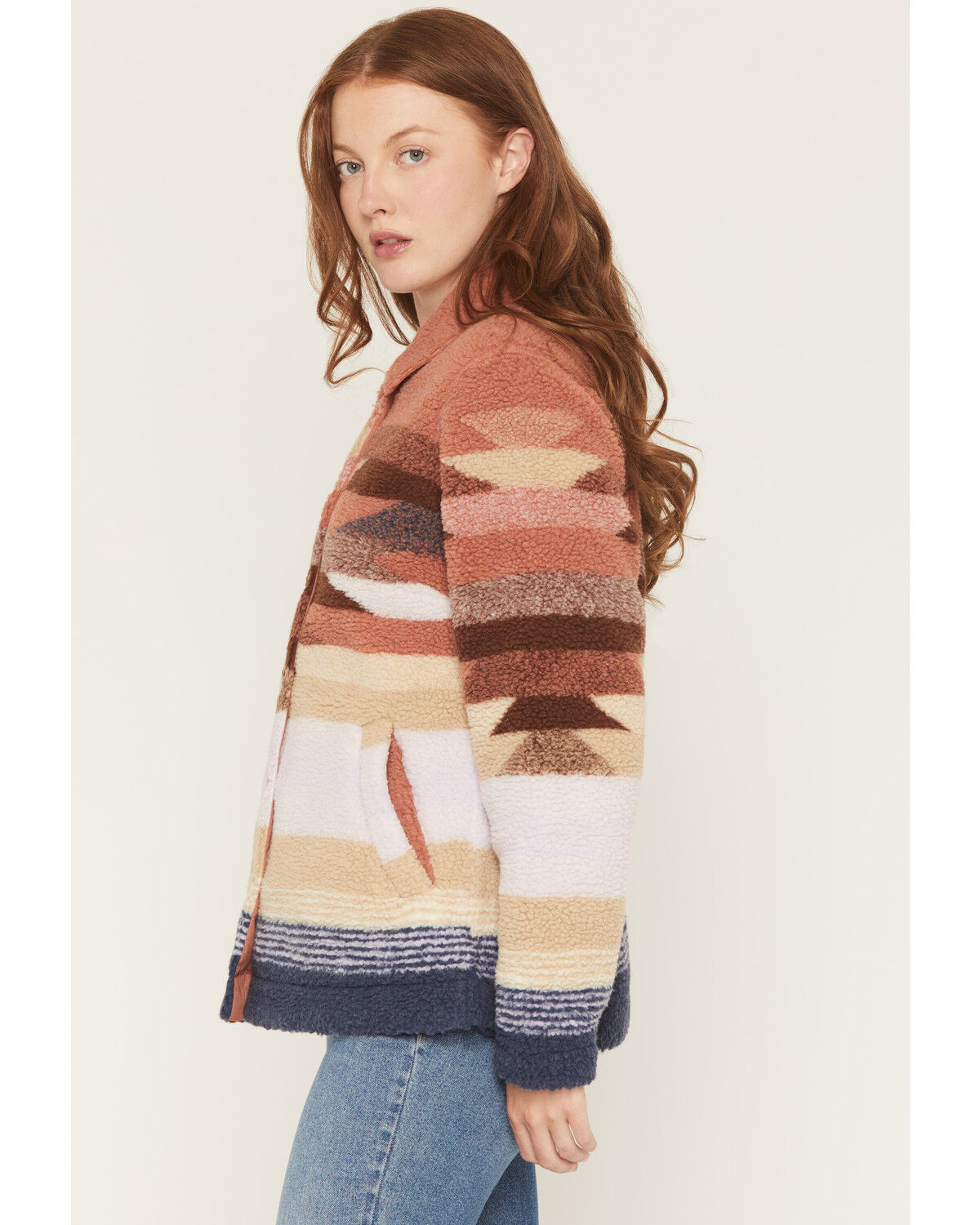 Image #2 - Idyllwind Women's Stallion Southwestern Print Sherpa Button-Down Shacket, Sienna, hi-res