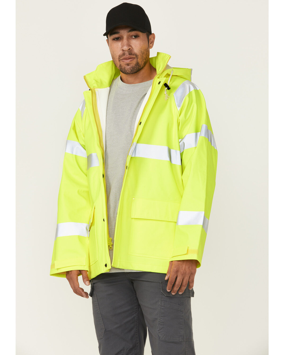 Forge Workwear Men's FR Hi-Vis Rain Work Jacket, Yellow, hi-res