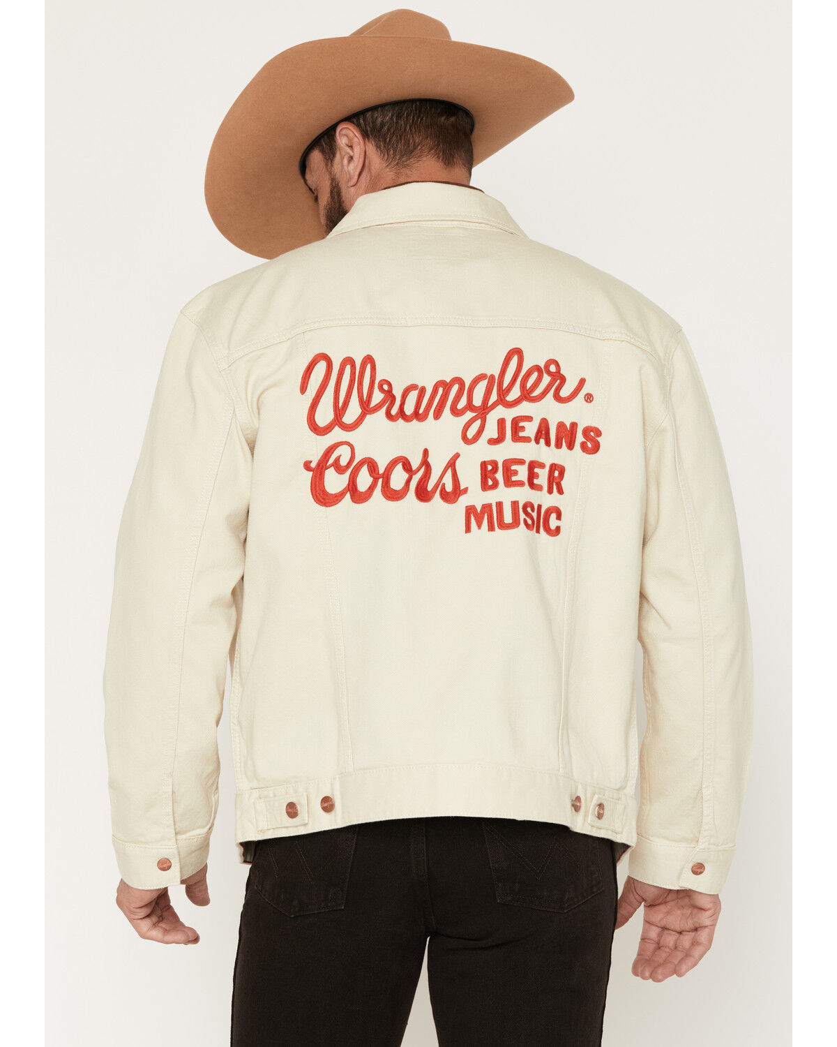 Wrangler X Coors Men's Logo Embroidered Button-Down Jacket, Cream, hi-res