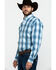 Image #3 - Resistol Men's Heitmiller Ombre Large Plaid Long Sleeve Western Shirt, Blue, hi-res