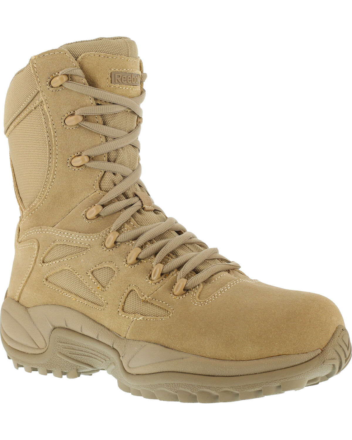 Image #1 - Reebok Men's Stealth 8" Lace-Up Side-Zip Desert Khaki Work Boots - Composite Toe, Desert Khaki, hi-res
