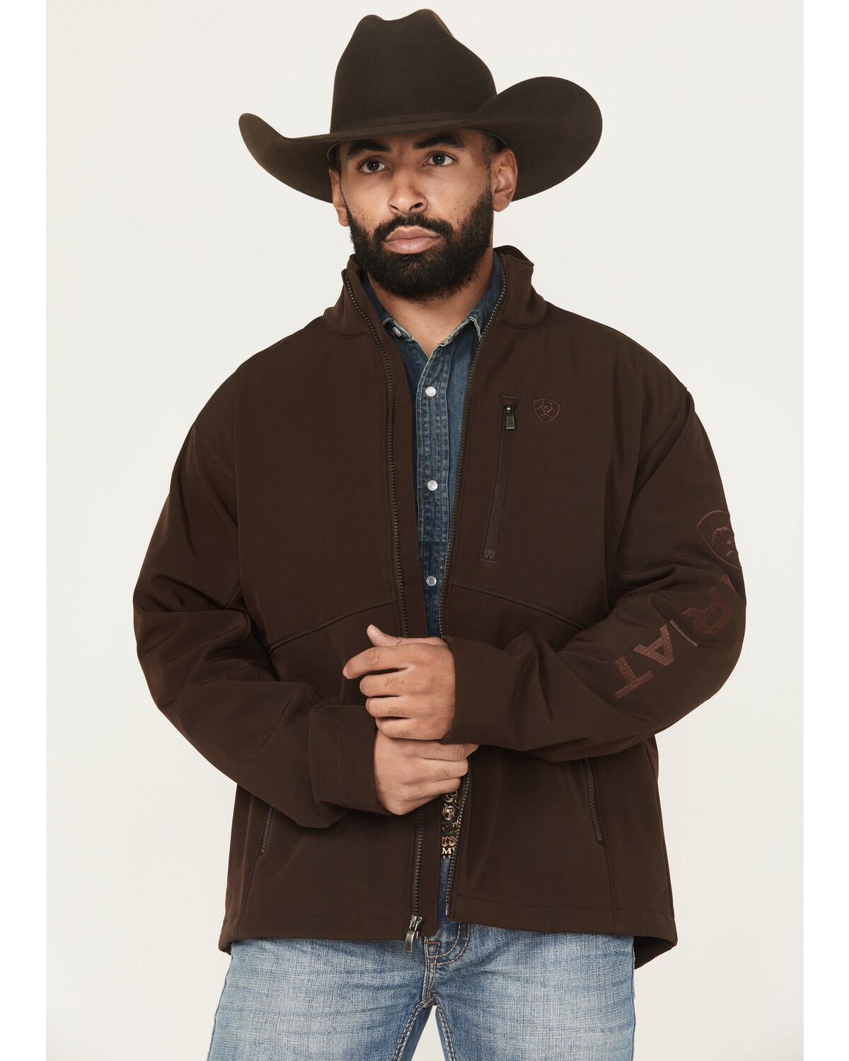 Image #1 - Ariat Men's Solid Concealed Carry Softshell Jacket - Tall, Chocolate, hi-res