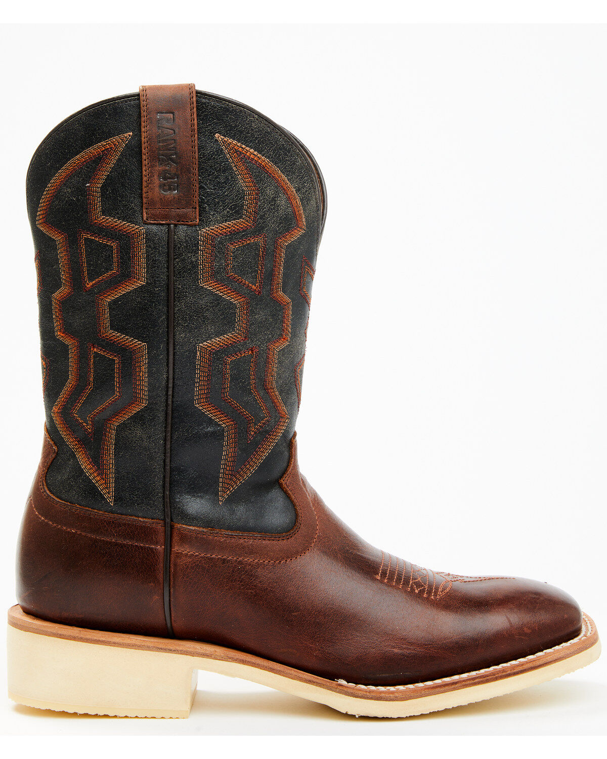 Image #2 - RANK 45&reg; Men's Bullet Saddle Western Performance Boots - Broad Square Toe, Black/brown, hi-res