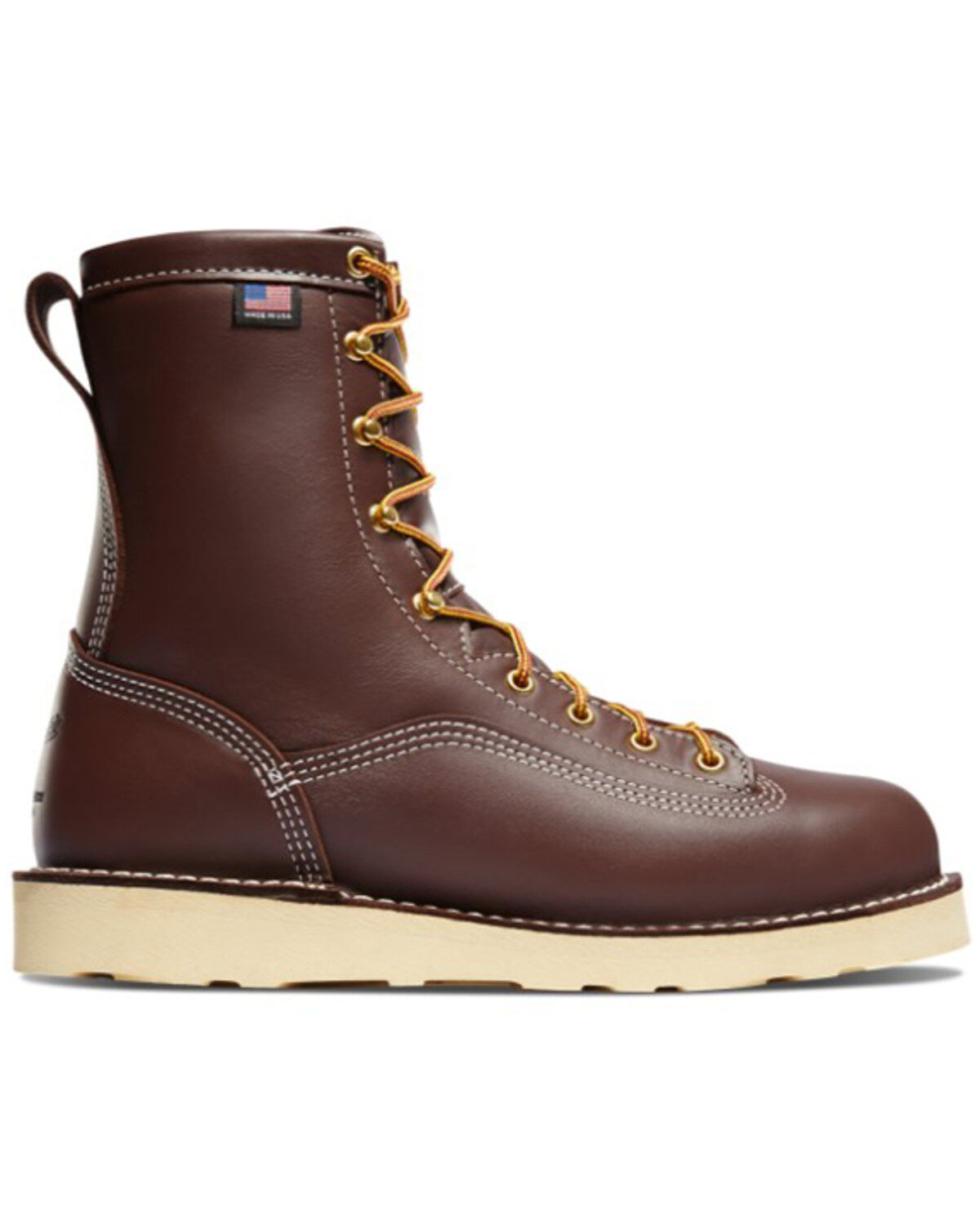 Image #2 - Danner Men's 8" Power Foreman Lace-Up Work Boots - Round Toe, Dark Brown, hi-res