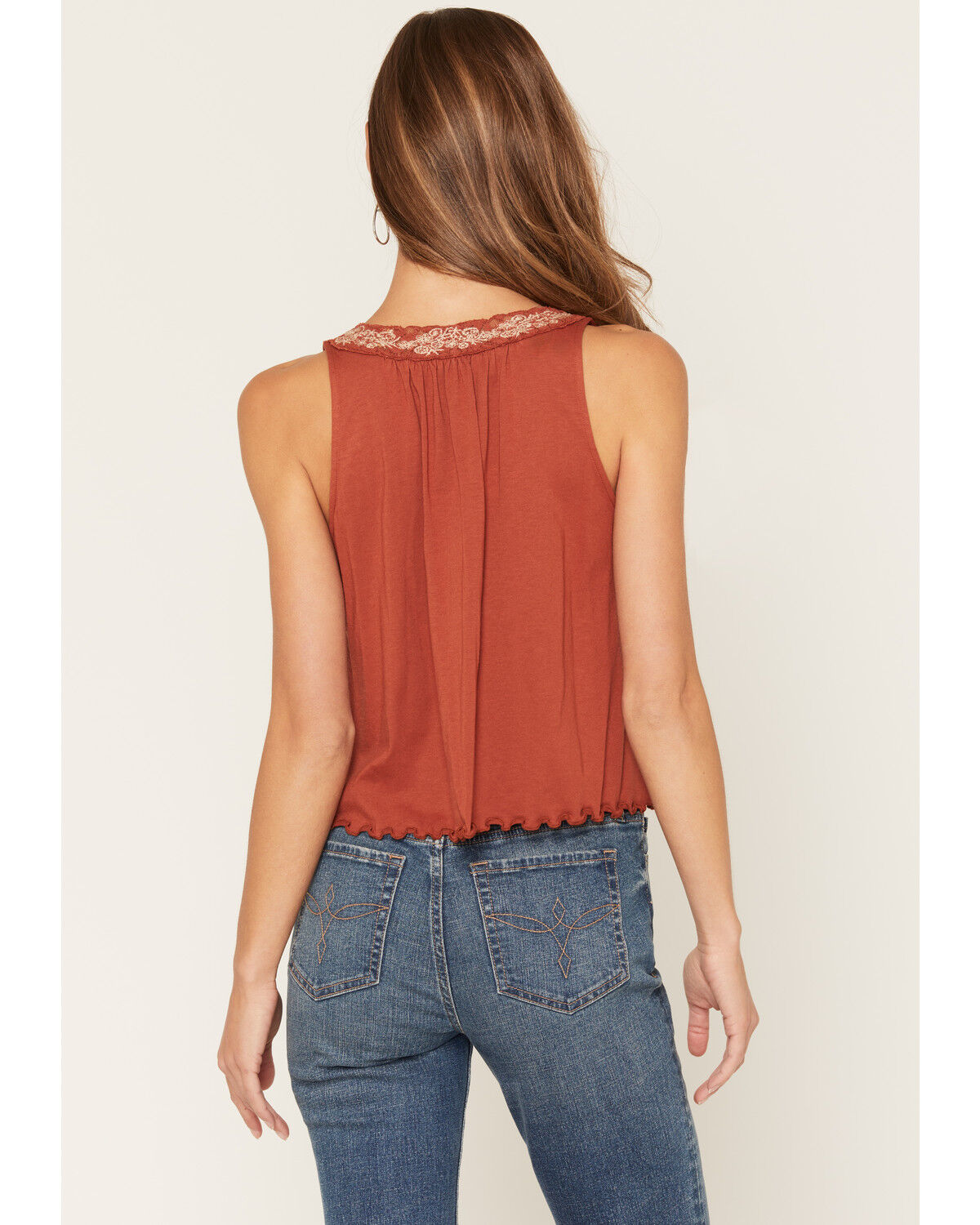 Image #4 - Shyanne Women's Evers Embroidered Cami, Brick Red, hi-res