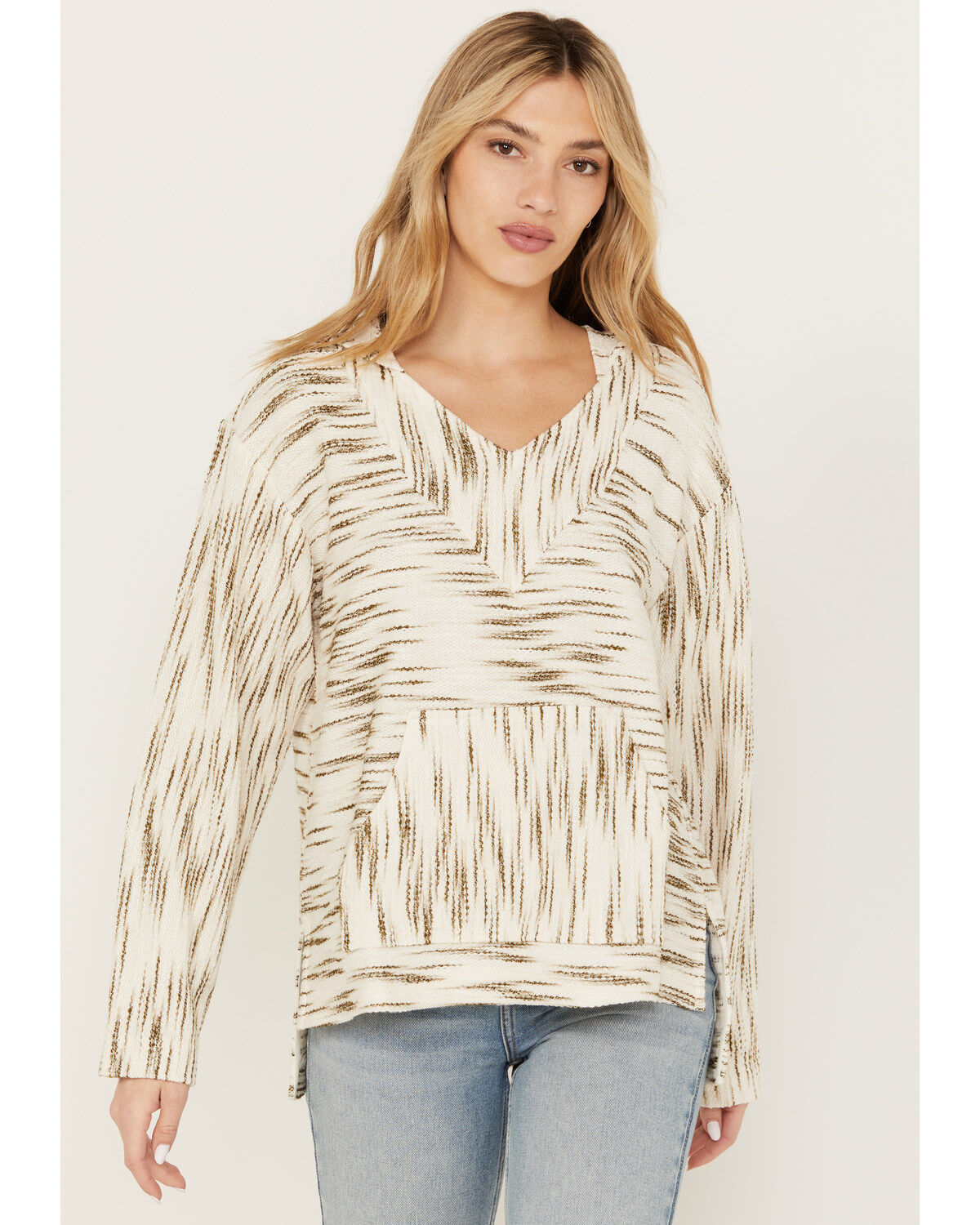 Cleo + Wolf Women's Space-Dye Baja Hoodie, Cream, hi-res