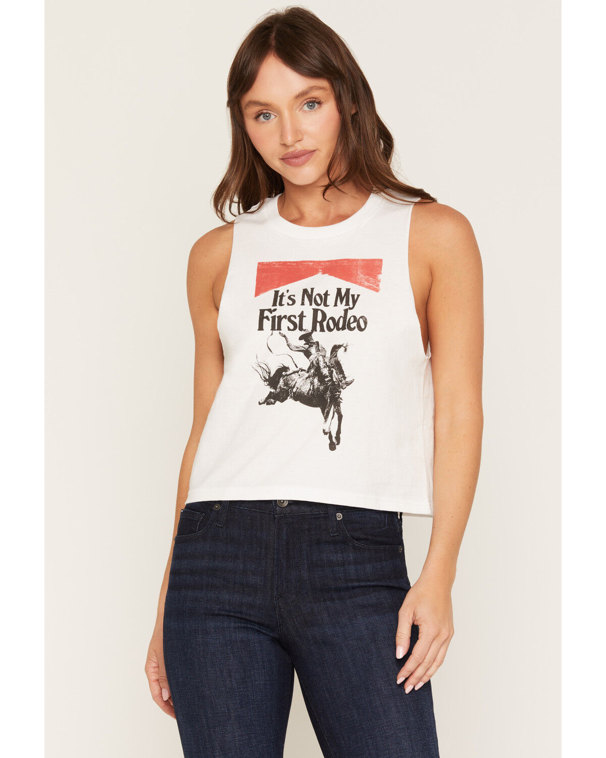 Girl Dangerous Women's First Rodeo Graphic Tank, White, hi-res