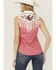 Image #4 - Rock & Roll Denim Women's Horseshoe Floral Fringe Sleeveless Snap Western Shirt, Pink, hi-res