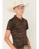 Image #2 - RANK 45&reg; Boys' Tonal Southwestern Short Sleeve Button-Down Polo Shirt, Coffee, hi-res