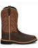 Image #2 - Justin Men's Electrician Western Work Boots - Steel Toe, Chestnut, hi-res