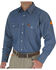 Image #1 - Wrangler Men's FR Long Sleeve Snap Western Work Shirt - Big, Blue, hi-res
