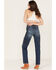 Image #3 - Cleo + Wolf Women's Medium Wash Mid Rise Distressed Cargo Straight Jeans, Medium Wash, hi-res