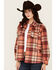 Image #2 - Shyanne Women's Plaid Print Quilted Button-Down Shacket , Dark Pink, hi-res