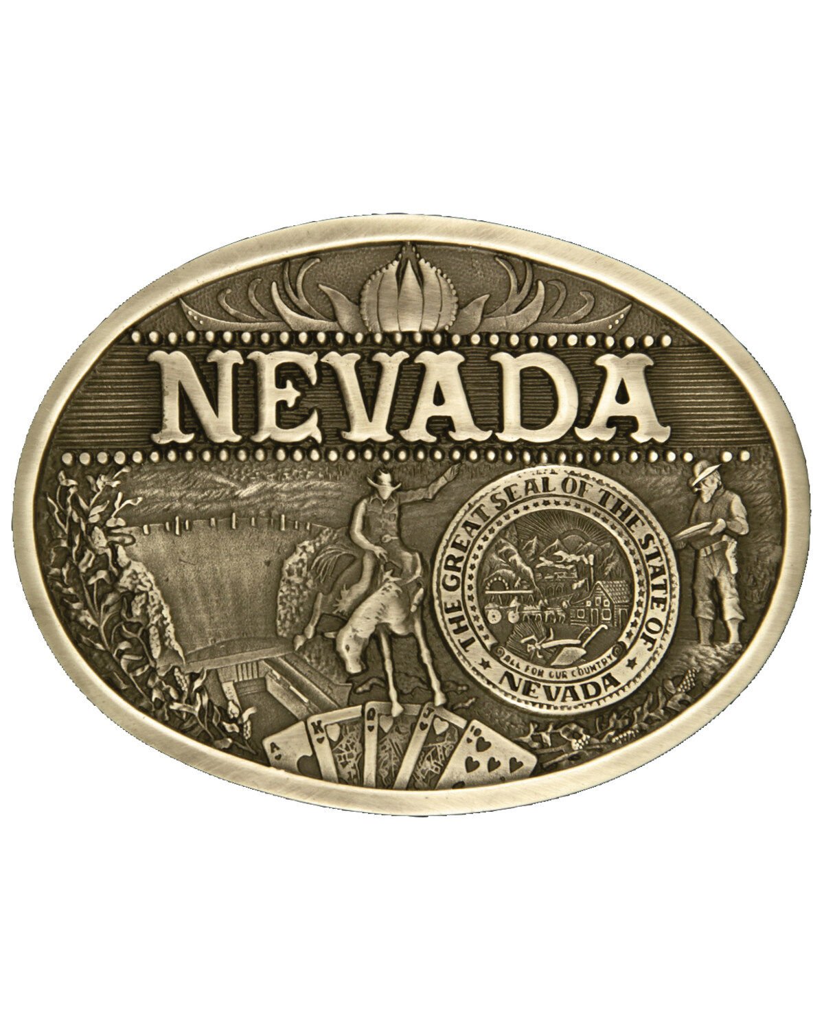 Image #1 - Montana Silversmiths Nevada State Heritage Attitude Belt Buckle, Gold, hi-res