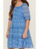 Image #3 - Shyanne Girls' Printed Ruffle Sleeve Dress, Blue, hi-res