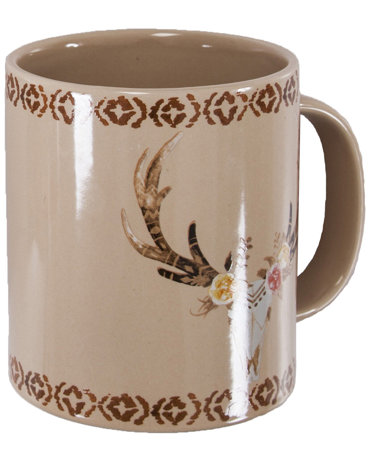 HiEnd Accents Skull And Floral Mug Set, Tan, hi-res