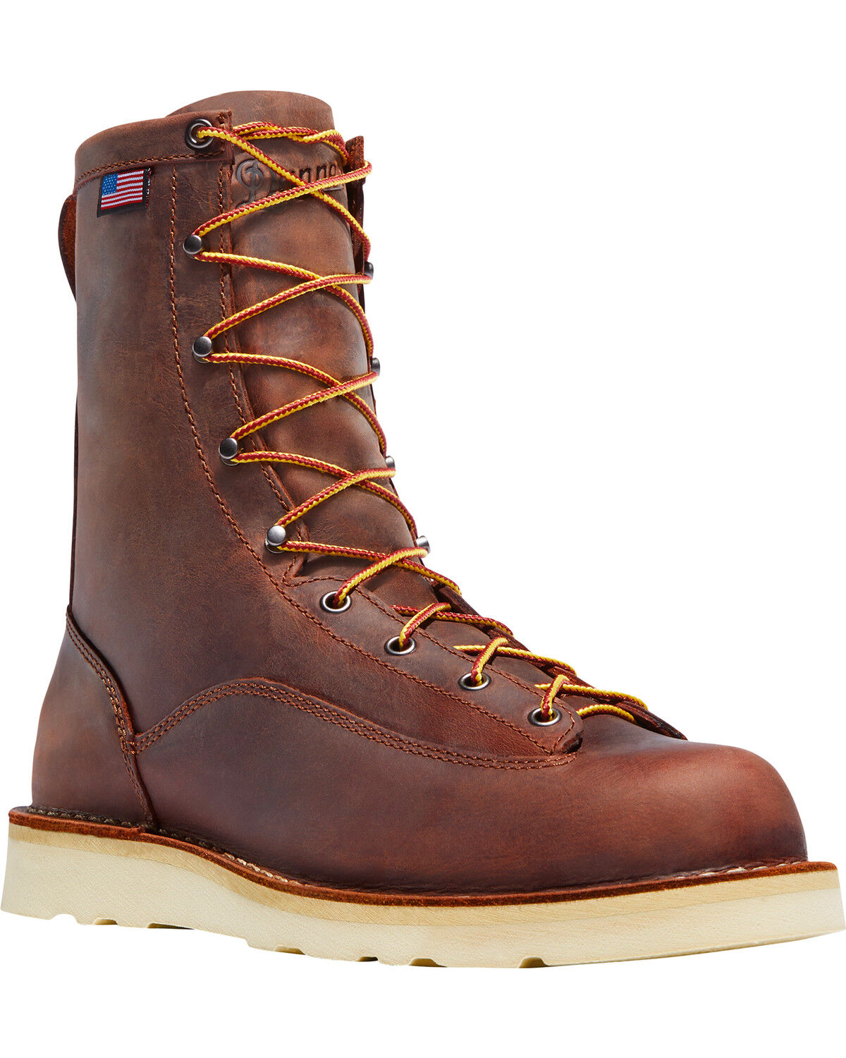 Image #1 - Danner Men's Brown Bull Run 8" Work Boots - Plain Toe, Brown, hi-res