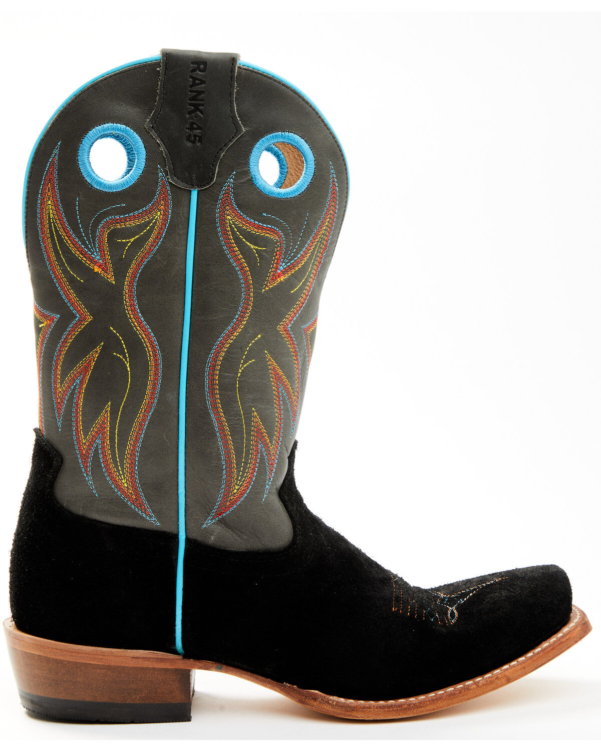 Image #2 - RANK 45&reg; Men's Saloon Roughout Western Boots - Square Toe, Black, hi-res