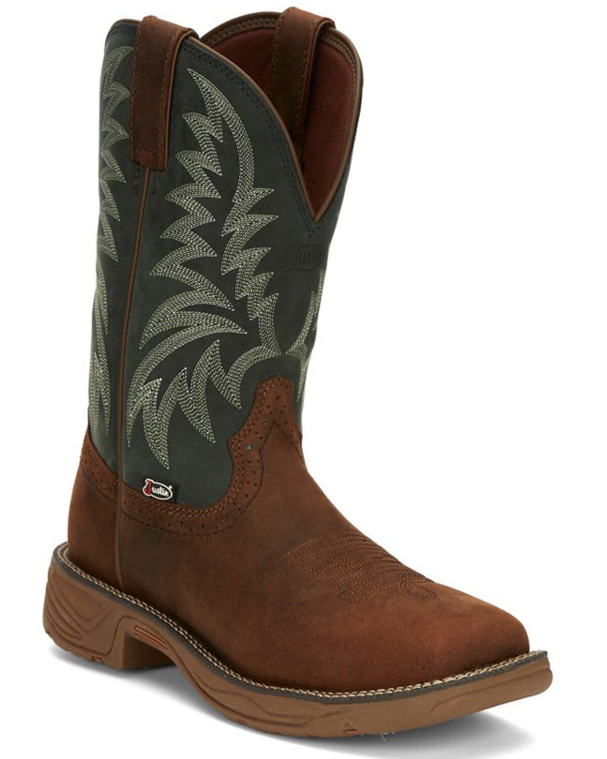 Image #1 - Justin Men's Stampede Rush Short Base Performance Western Boots - Broad Square Toe, Brown, hi-res