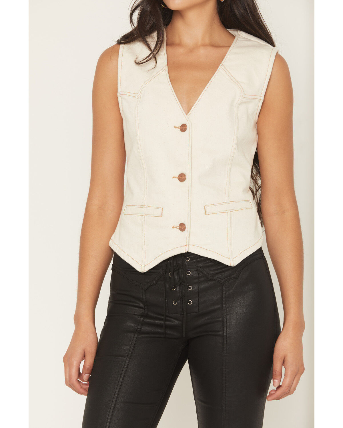 Image #3 - Wrangler Retro Women's Button-Down Denim Vest, White, hi-res
