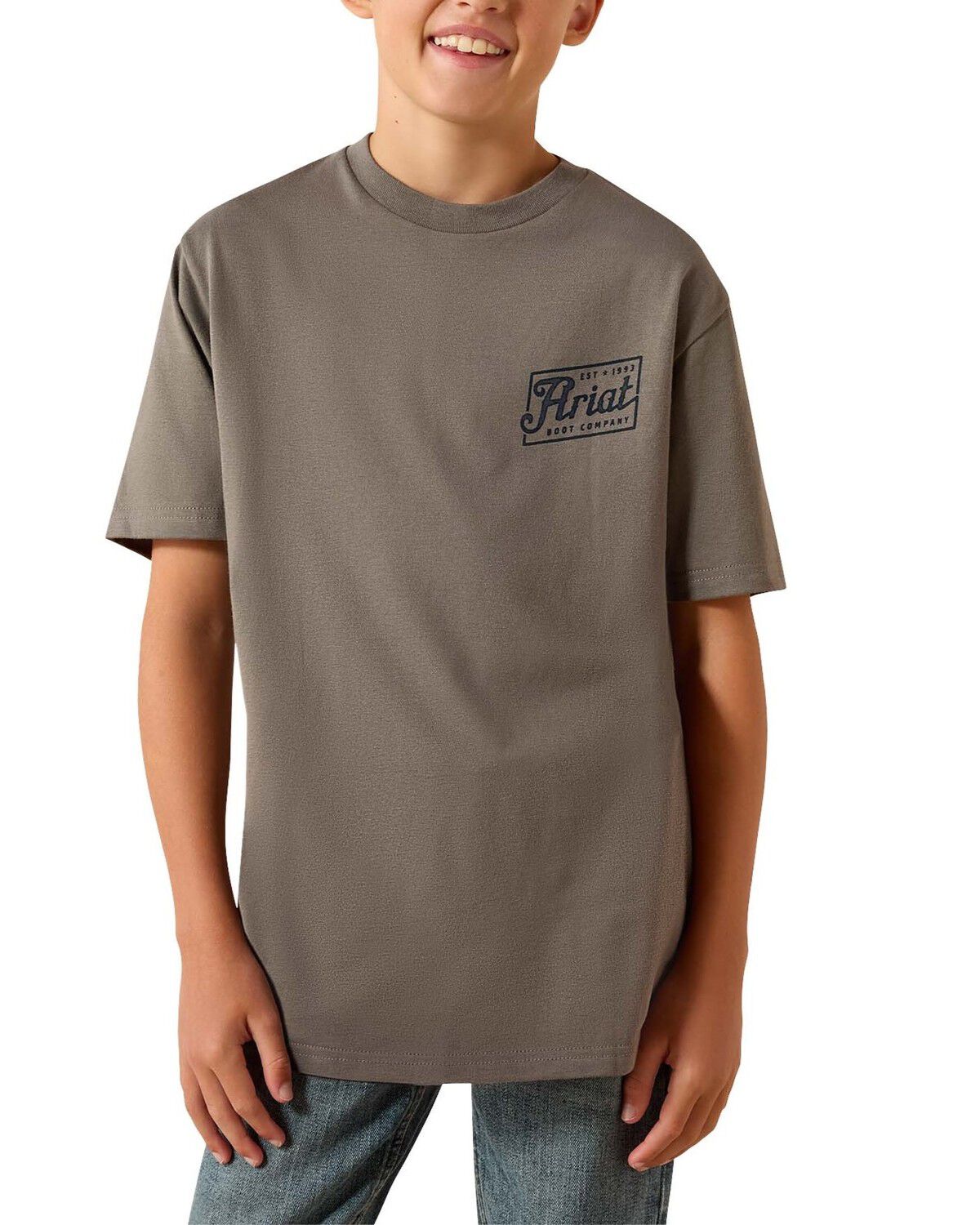 Image #2 - Ariat Boys' Patriot Short Sleeve Graphic T-Shirt, Brown, hi-res