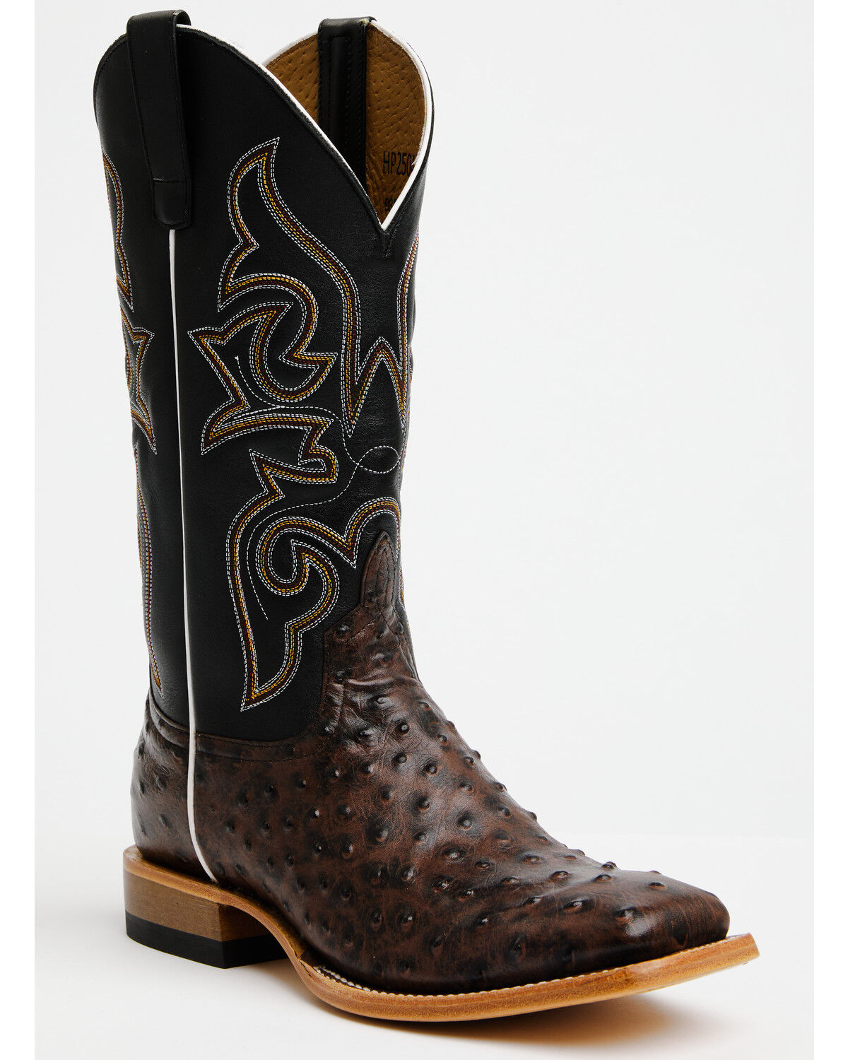 Horse Power Men's Ostrich Print Western Boots - Broad Square Toe, Brown, hi-res