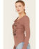 Image #2 - Cleo + Wolf Women's Rust Belt Long Sleeve Henley Shirt , Coffee, hi-res