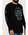 Image #3 - Moonshine Spirit&reg; Men's Candy Skull Long Sleeve Graphic T-Shirt, Black, hi-res