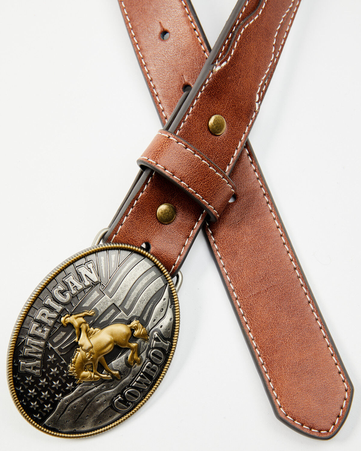 Image #1 - Cody James Boys' Caleb American Cowboy Buckle Belt, Brown, hi-res