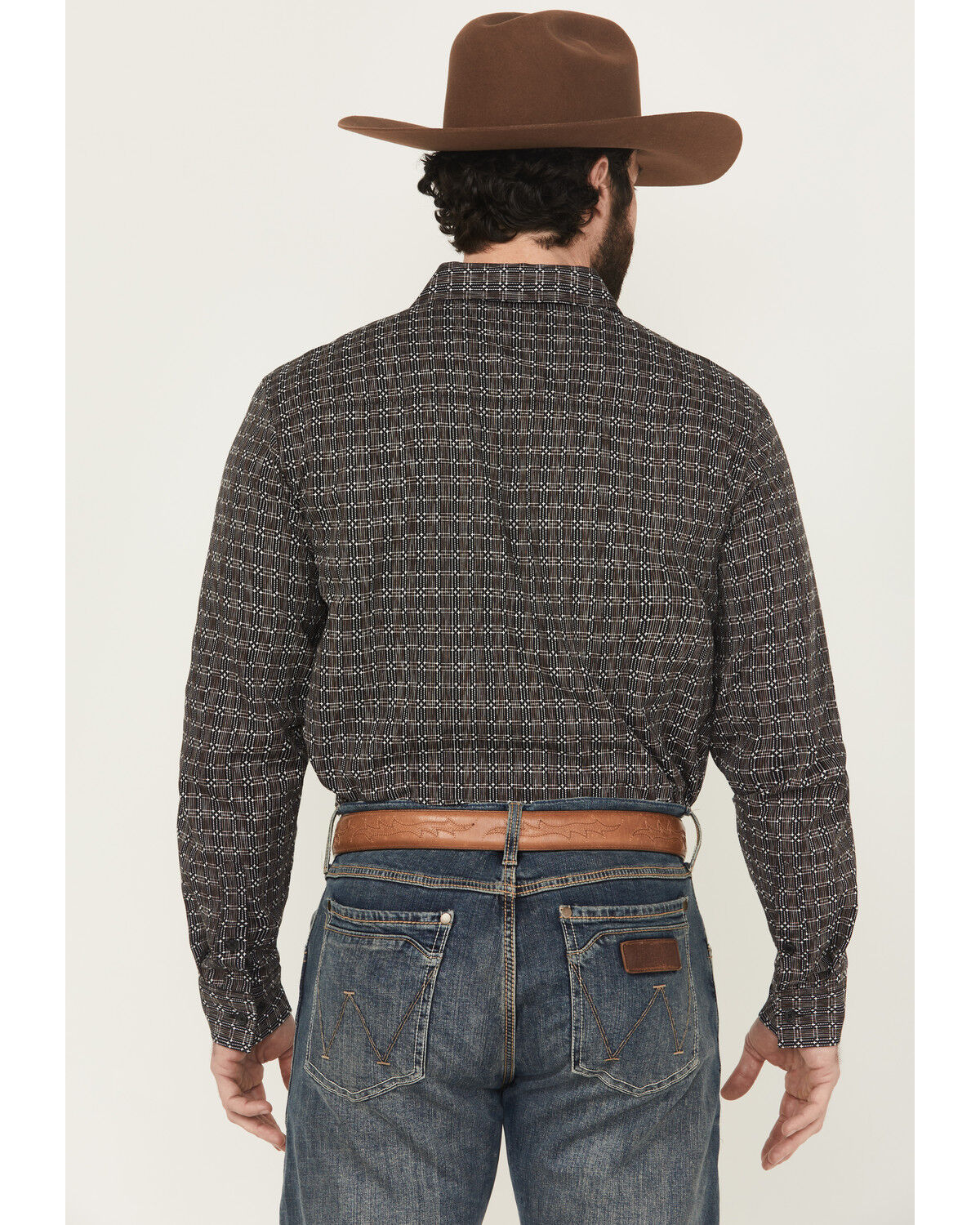 Image #4 - Gibson Trading Co Men's Bug Out Plaid Print Long Sleeve Button-Down Stretch Western Shirt - Tall, Black, hi-res