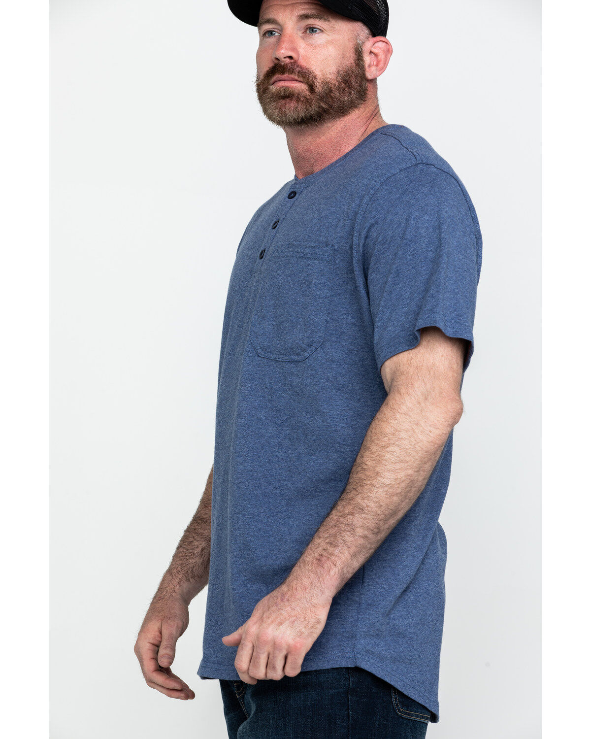 Image #3 - Hawx Men's Pocket Henley Short Sleeve Work T-Shirt, Heather Blue, hi-res
