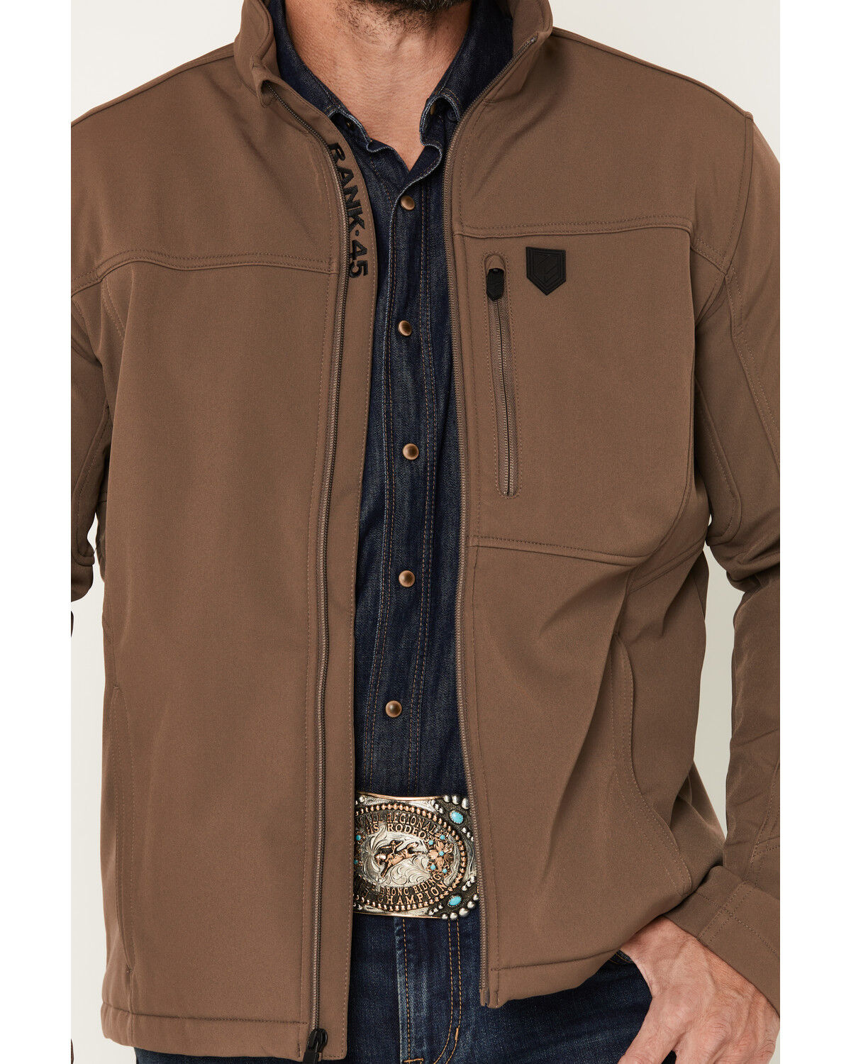 Image #3 - RANK 45&reg; Men's Richwood Softshell Jacket - Tall, Brown, hi-res