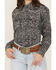 Image #3 - Cowgirl Hardware Women's Scroll Print Long Sleeve Snap Stretch Western Shirt, Black, hi-res