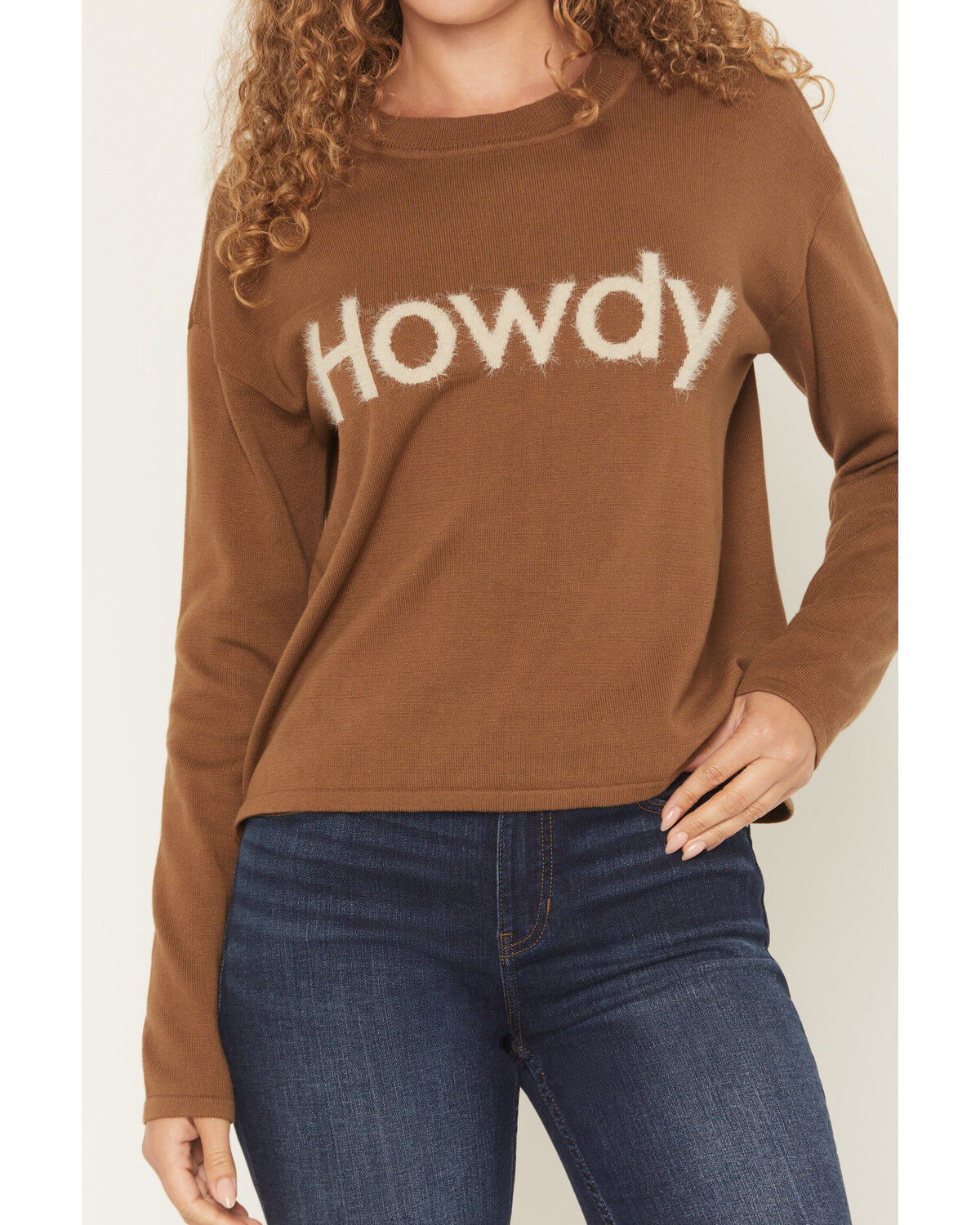 Image #3 - Shyanne Women's Howdy Long Sleeve Sweater, Khaki, hi-res