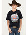 Image #1 - Cinch Boys' Lead, Don't Follow Short Sleeve Graphic T-Shirt , Navy, hi-res