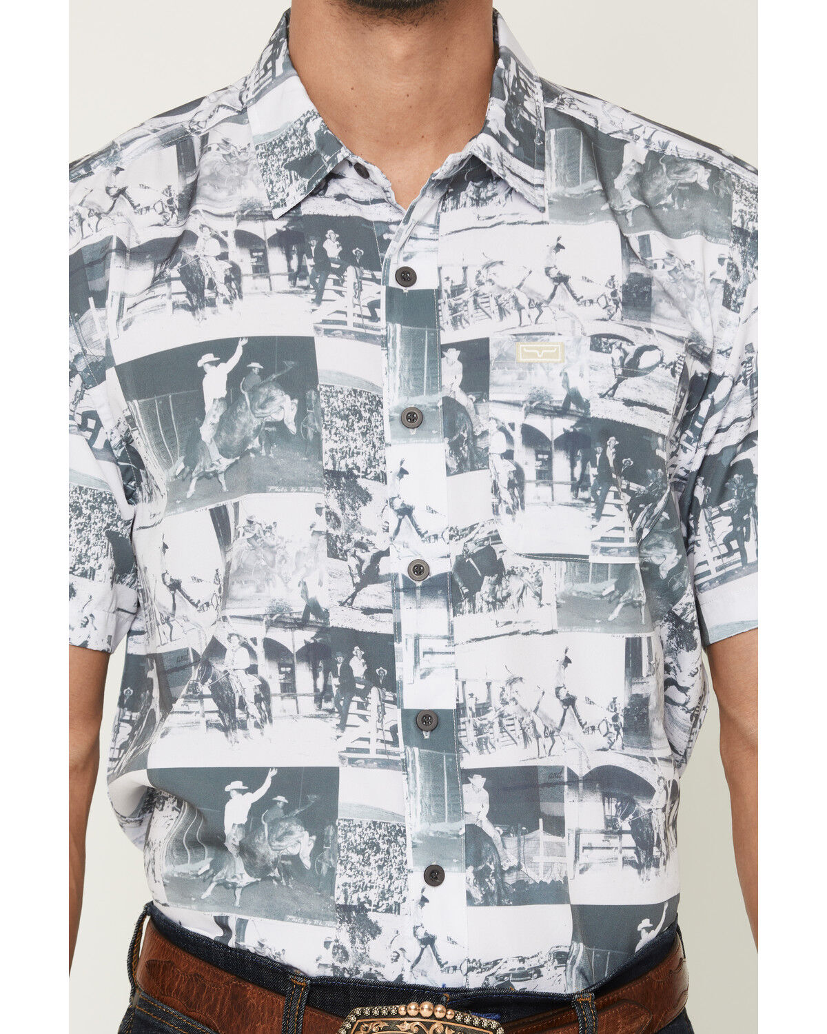 Image #3 - Kimes Ranch Men's Dunn Cowboy Print Short Sleeve Button-Down Stretch Western Shirt, White, hi-res
