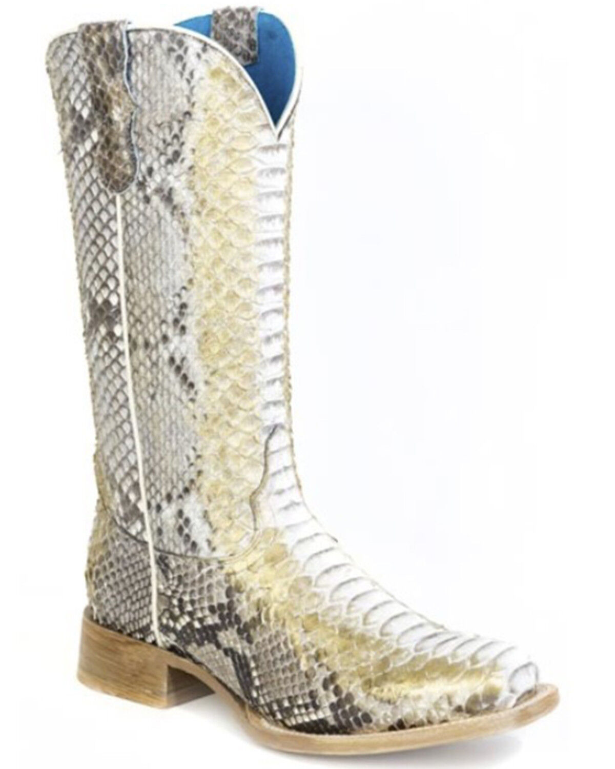 Image #1 - Roper Women's White Snow Exotic Python Western Boots - Broad Square Toe, White, hi-res