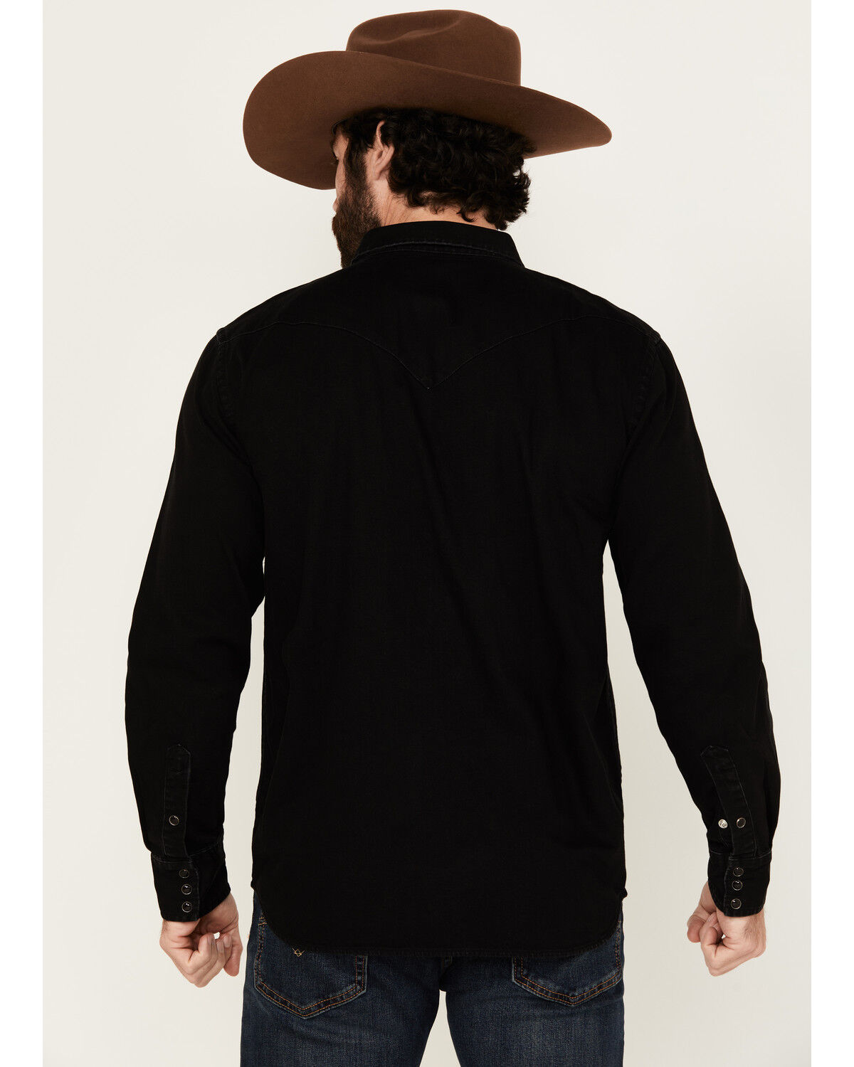 Image #4 - Cody James Men's Solid Long Sleeve Snap Denim Western Shirt - Big, Black, hi-res