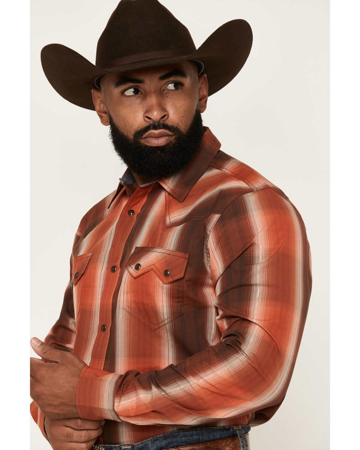 Image #2 - Cody James Men's Lure Lurex Plaid Print Long Sleeve Snap Stretch Western Shirt, Red, hi-res