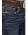 Image #2 - Shyanne Girls' Dark Wash Arrow Embroidered Stretch Bootcut Jeans , Blue, hi-res