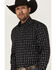 Image #2 - RANK 45&reg; Tiki Room Striped Print Long Sleeve Button-Down Stretch Western Shirt, Black, hi-res