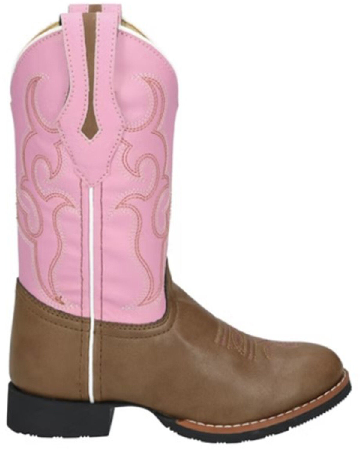 Image #1 - Smoky Mountain Girls' Mustang Western Boots - Round Toe, Brown/pink, hi-res