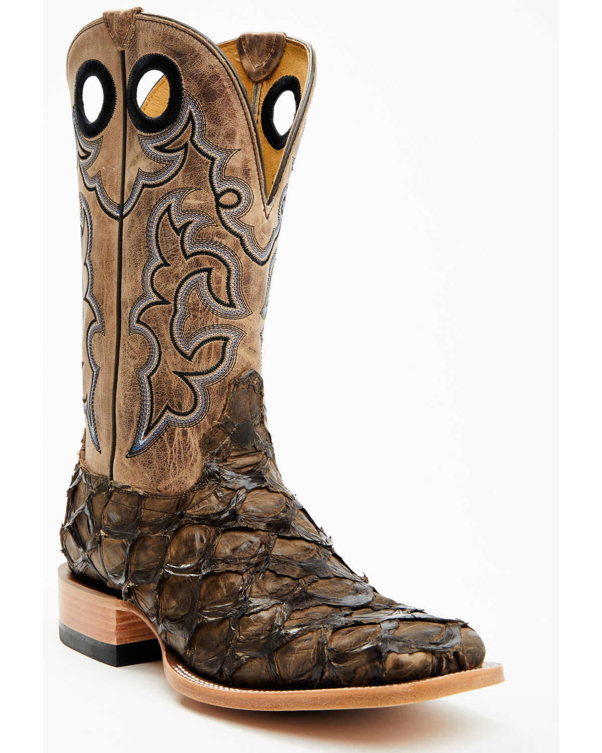 Image #1 - Cody James Men's Exotic Pirarucu Western Boots - Broad Square Toe, Brown, hi-res