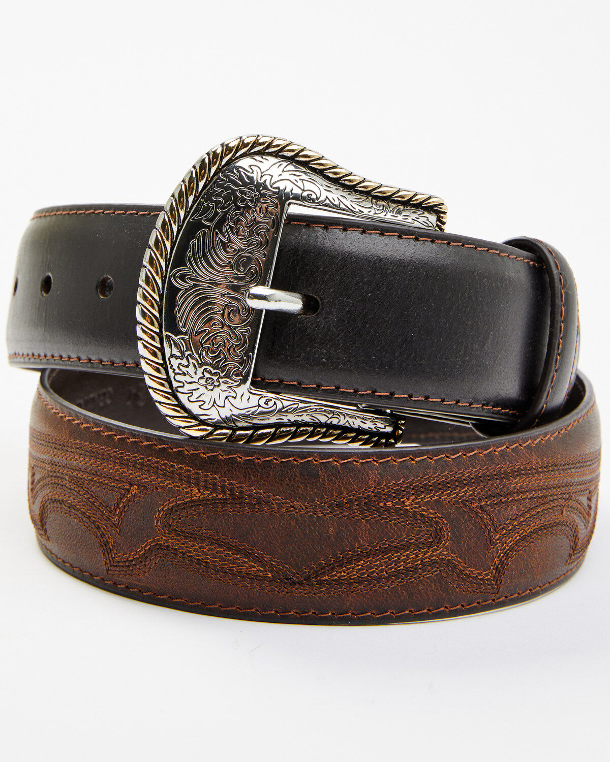 Cody James Men's Two-Toned Concho Accent Belt, Brown, hi-res